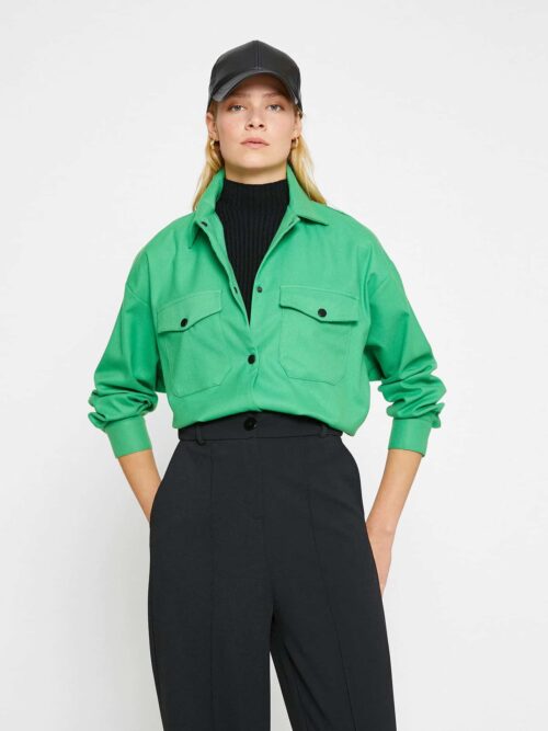 Long Sleeve Shirt Pocket Snap Fastener